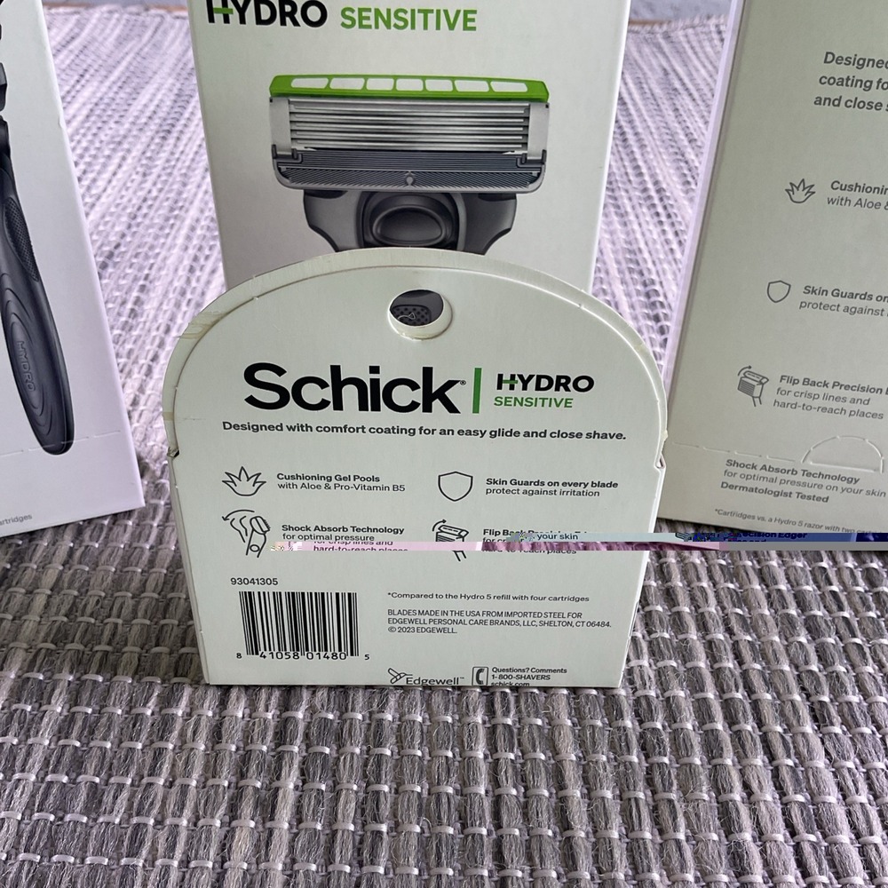 3x Schick Hydro SENSITIVE 5 Blade: Razor Handle +3 Cart Refill Plus 1x 6 Refill - Picture 4 of 5